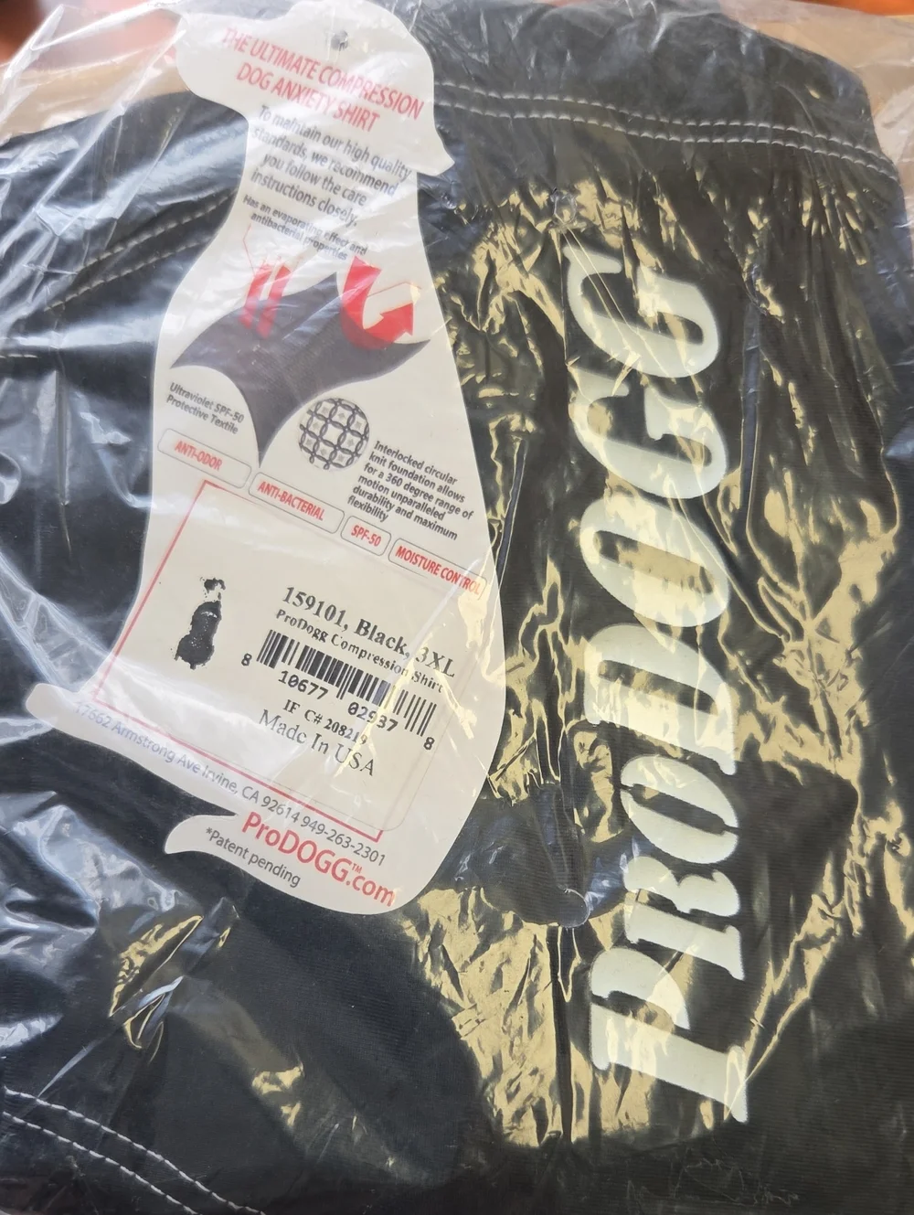 PRO DOGG COMPRESSION DOG ANXIETY SHIRT SZ 3XL